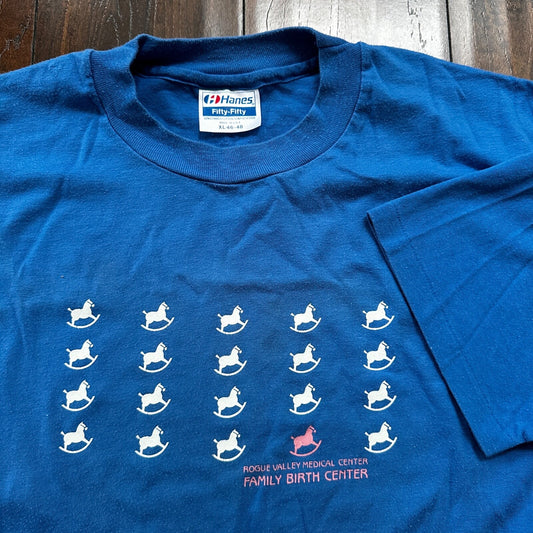 Rocking Horses 80s VTG T Shirt Single Stitch Rogue Valley Hospital Random