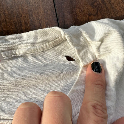 Crazy Print Thrashed Vintage T Shirt Rap Music Grunge Nirvana White 90s Skate