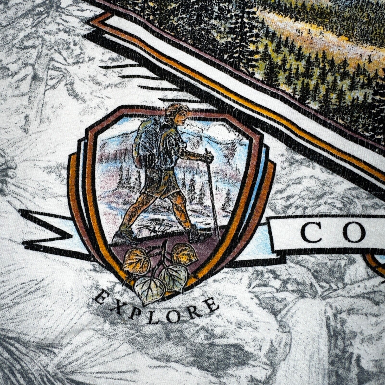 Pikes Peak Colorado Travel Anvil 90s VTG T Shirt Single Stitch Trees Explore