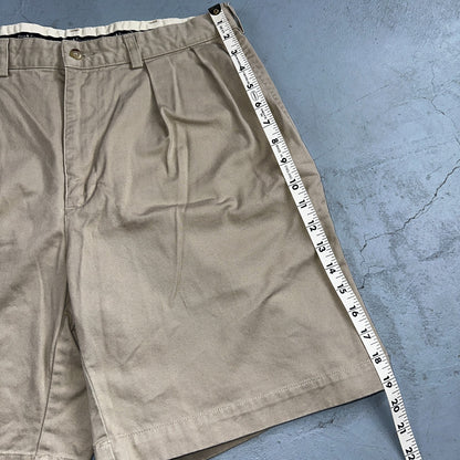 Polo Ralph Lauren Chino Pleated Shorts Mens 34 Beige Khaki 100% Cotton Vintage