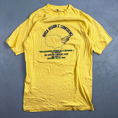 Yale University 1985 NIRSA VTG T Shirt Yellow Screen Stars New York East Coast