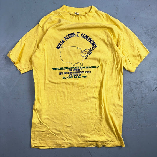Yale University 1985 NIRSA VTG T Shirt Yellow Screen Stars New York East Coast
