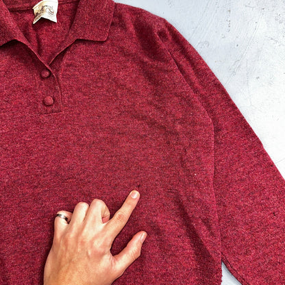 VTG Edinburg Woolen Mill Wool Cardigan Sweater Women’s M 1970s Red Lambswool