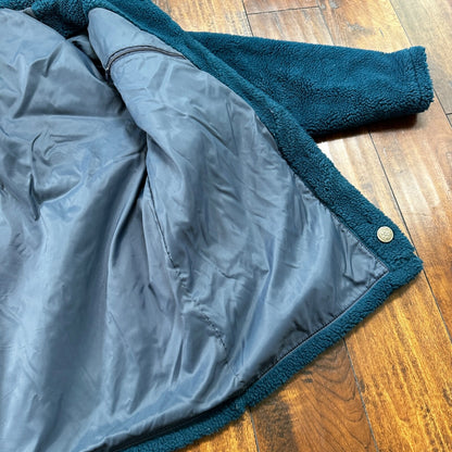 Vintage LL Bean Made In USA Womens Button Up Fuzzy Fleece Blue Jacket Med