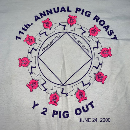 Pig Roast Vintage T Shirt June 24 2000 Funny Cartoon Love Bacon Food Y2K 90s
