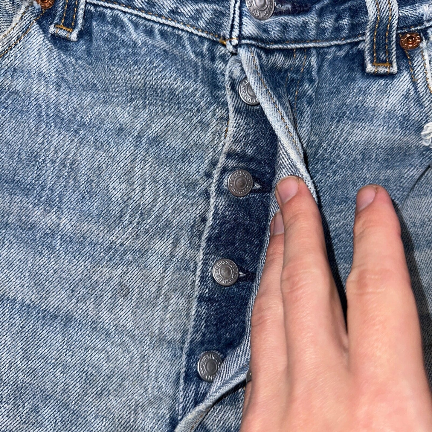 Levis 501 Vintage 90s USA XX Straight Leg Jeans Blue Thrashed 36x36 Act 33x31