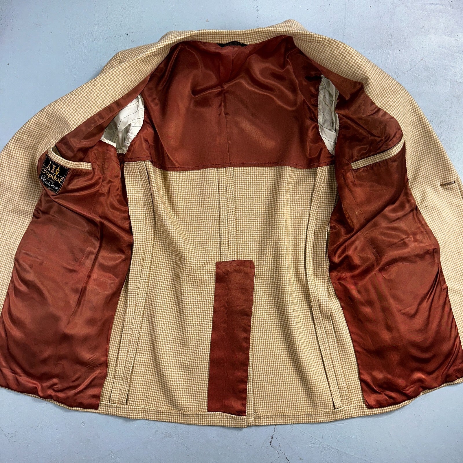 VTG Mens 3 PC Suit 40 Jacket Coat Pants Brown Rockabilly 70s 1970s Complete Fit