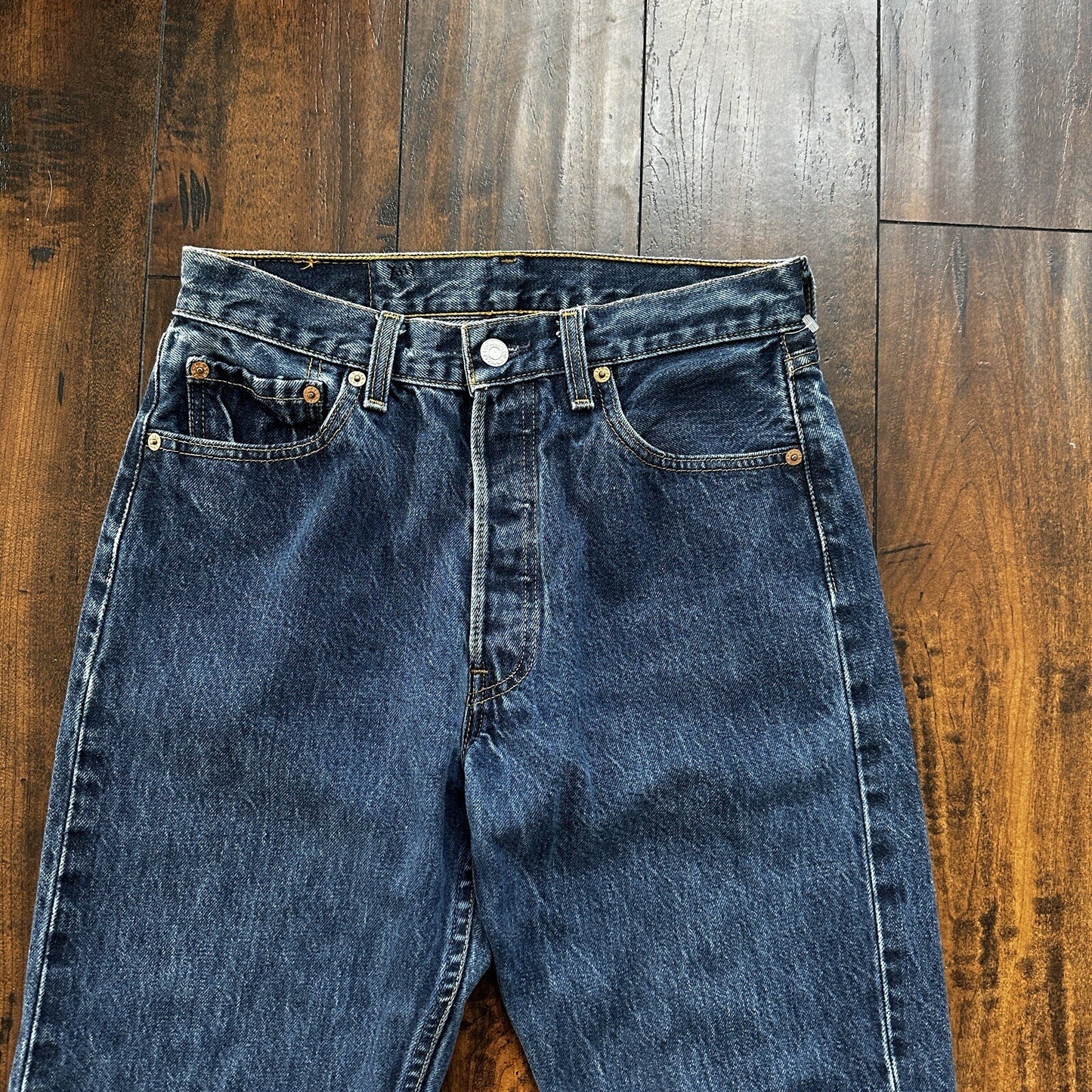 Vintage 90s Levis 501 29x34 USA Blue Denim Jeans Act 27x29 Med Wash Custom Bee