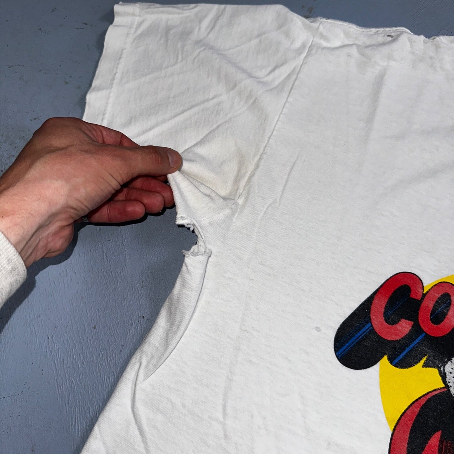 Superman Concrete Man Funny VTG T Shirt 90s USA Spin Off Marvel Construction Rap