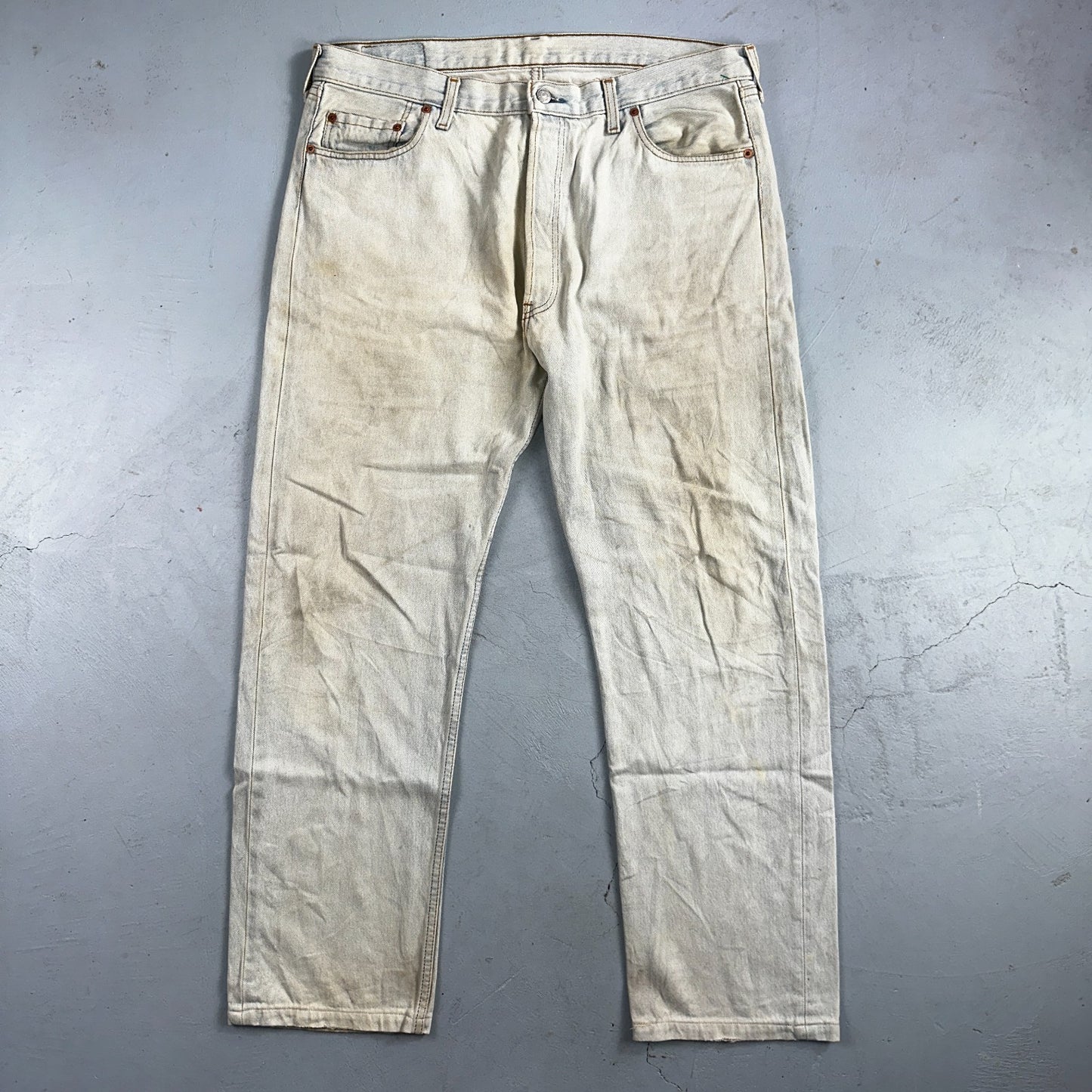 Levis 501 Vintage 90s UK Straight Leg Jeans Blue Light Wash 38x36 Act 37x30