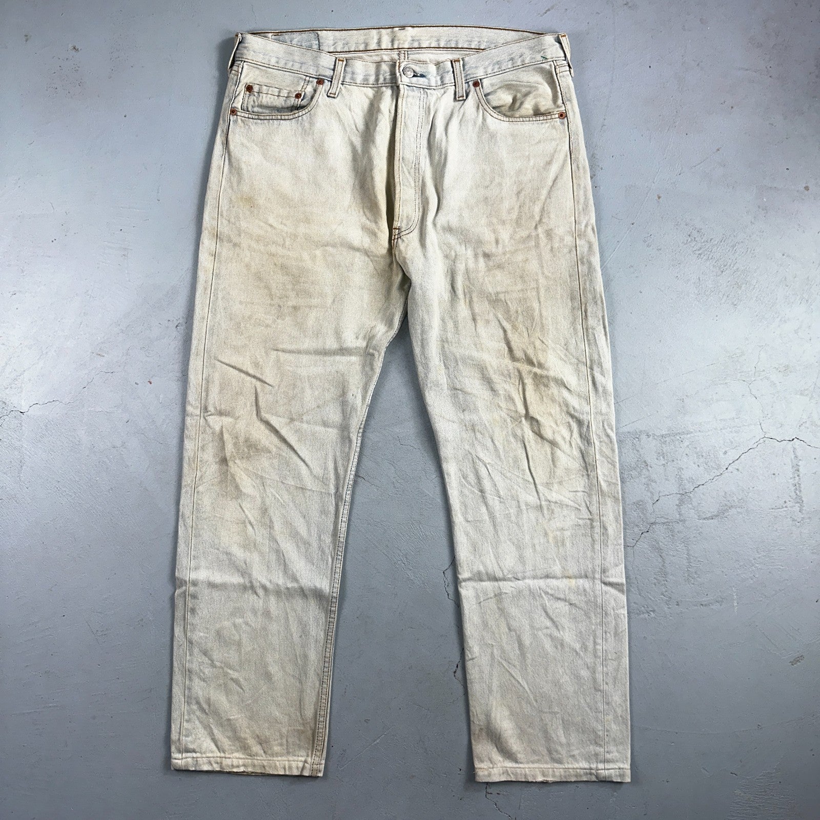 Levis 501 Vintage 90s UK Straight Leg Jeans Blue Light Wash 38x36 Act 37x30