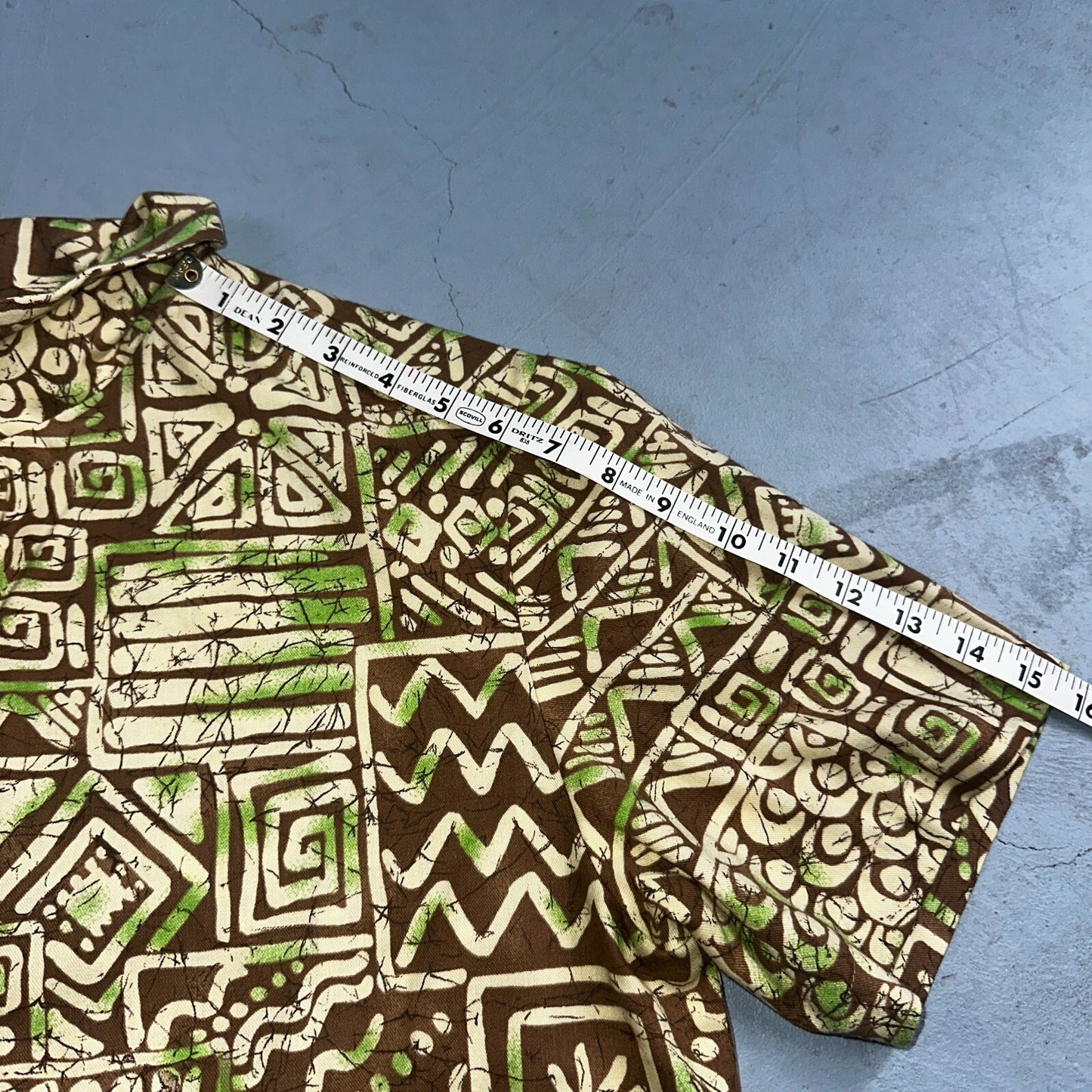 1950s Cotton Hawaiian Green Short Sleeve Button Down Shirt Rockabilly 50s Boxy