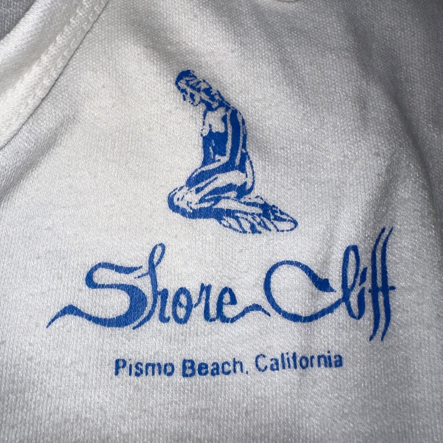Shore Cliff Pismo Beach California VTG T Shirt 70s USA Womens Basic Polo White