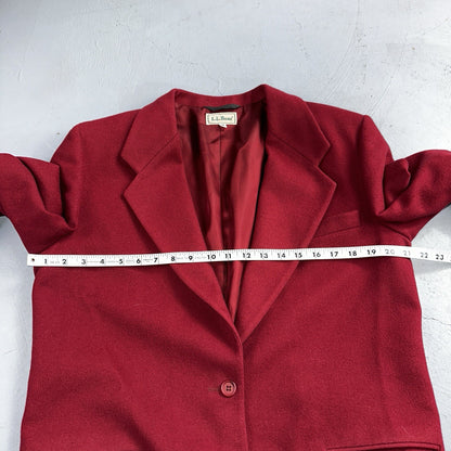 LL Bean Blazer Women's Size 14 Red Wool Cashmere Vintage USA