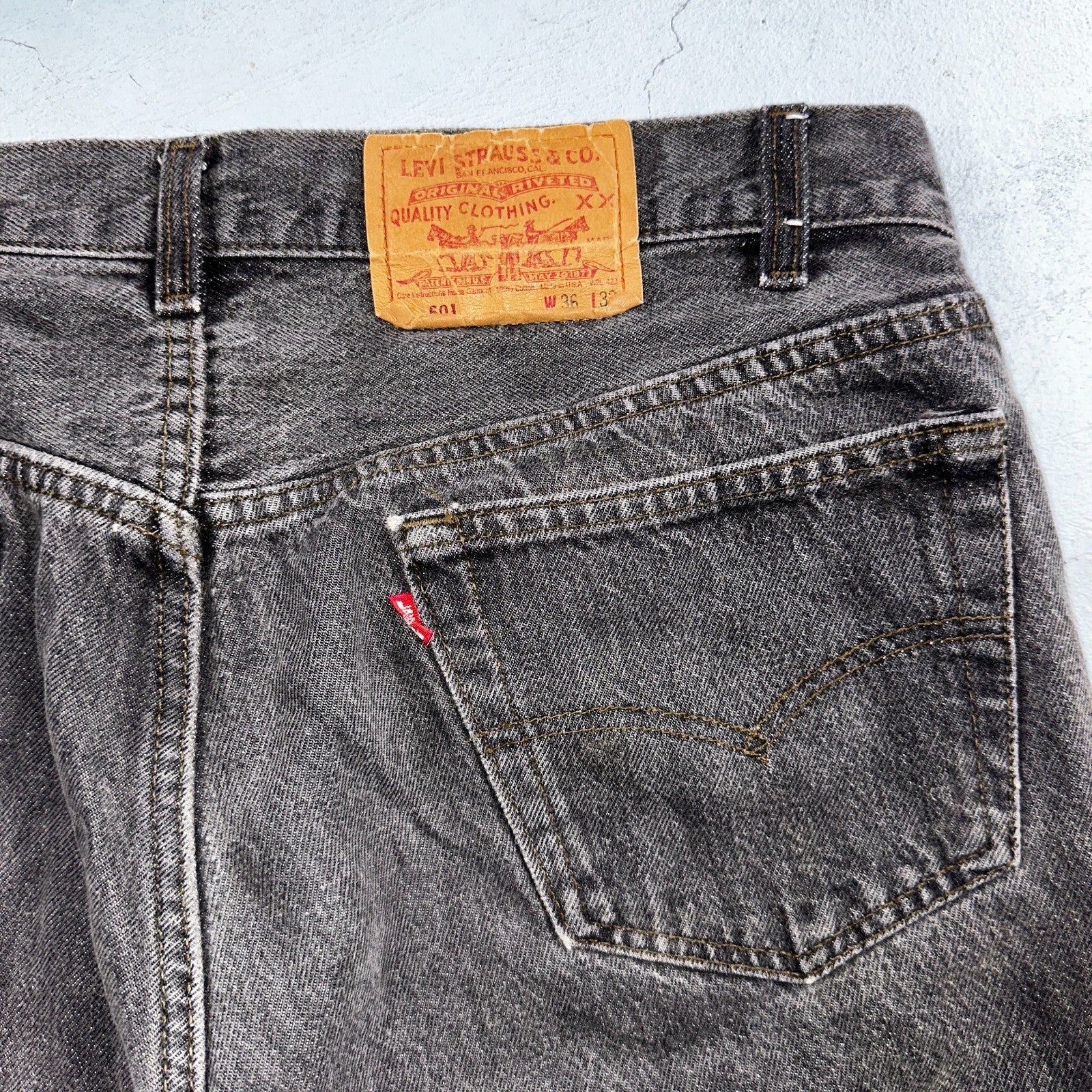 Levis 501 Vintage 80s USA XX Straight Leg Jeans Gray Light Wash 36x32 Act 34x30