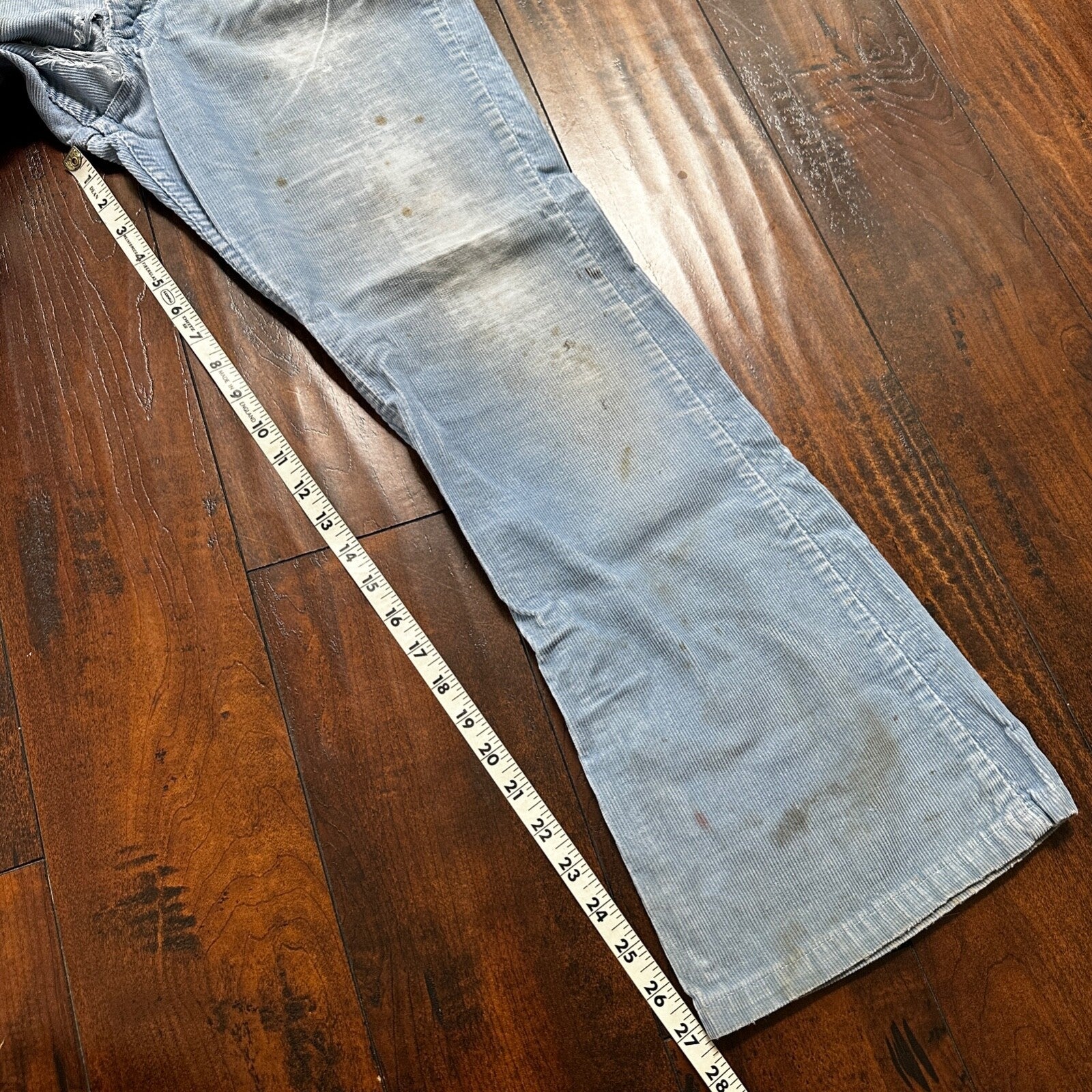 VTG 684 Corduroy Pants Bell Bottom USA 32x27 Boot Cut 1970s 70s Blue Talon