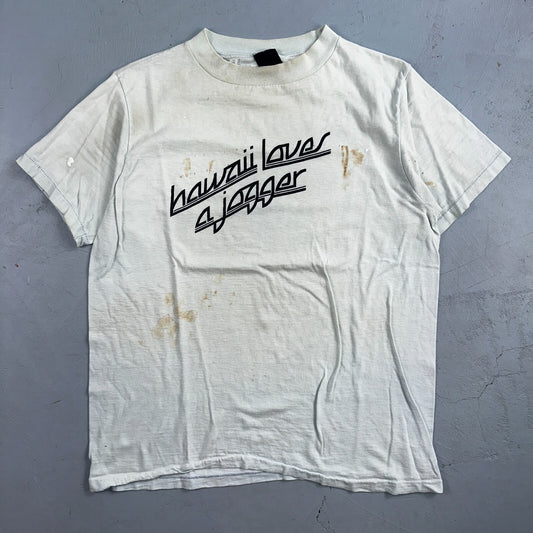 Hawaii Loves A Jogger 1970s VTG T Shirt 70s Rockabilly Rare Text Graphic Running