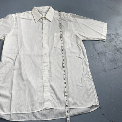 Christian Dior VTG Button Shirt Short Sleeve Men’s 16.5 Ivory Basic 80s 1980s