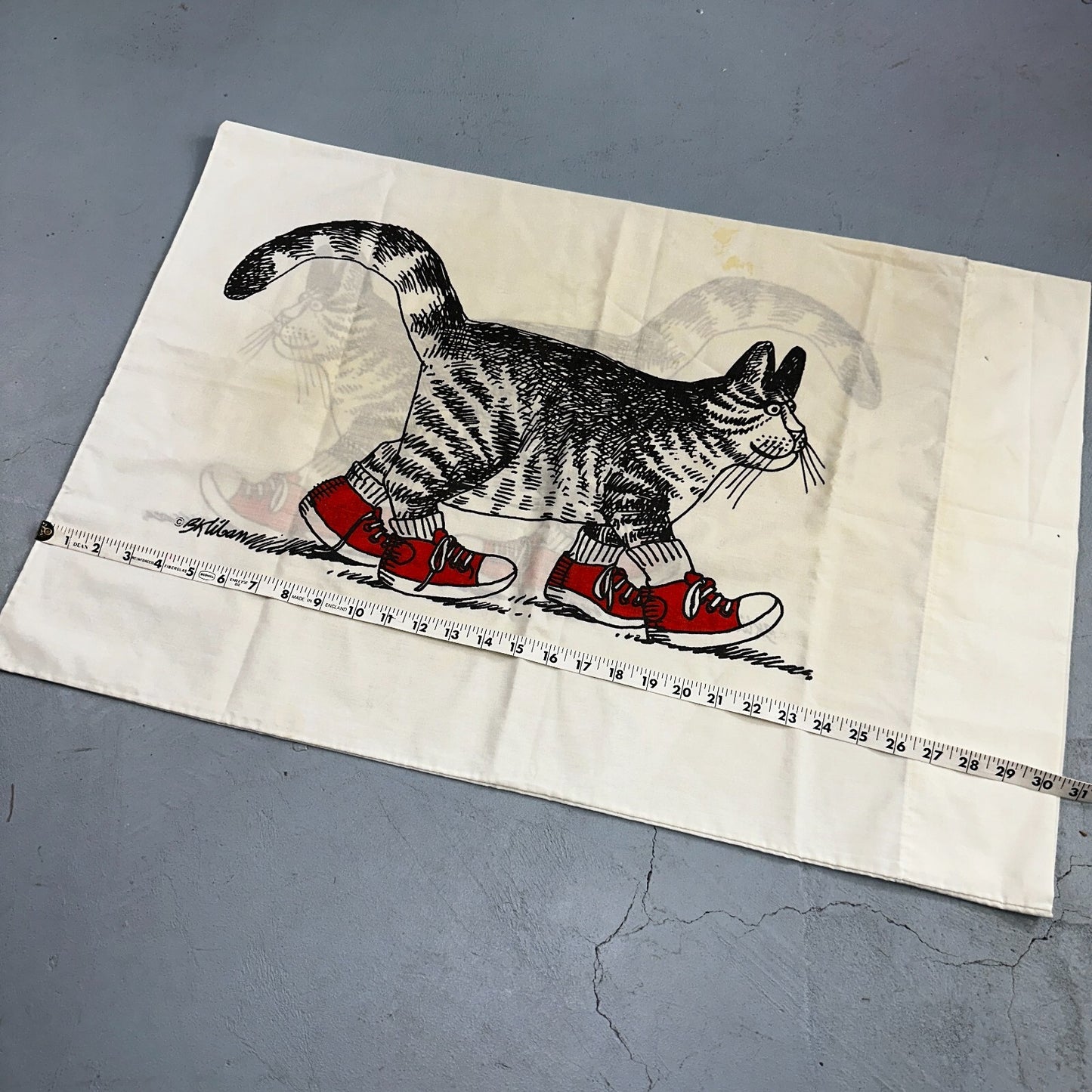 Vintage Burlington B KLIBAN CAT with red Sneakers Standard Pillowcase USA