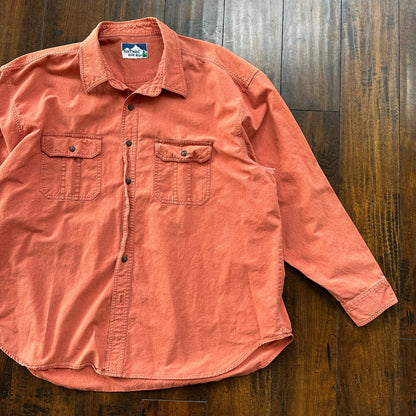 Northwest Winter Weight Size 2XL L/S Orange/Red Chamois Shirt Hiking VTG 90s