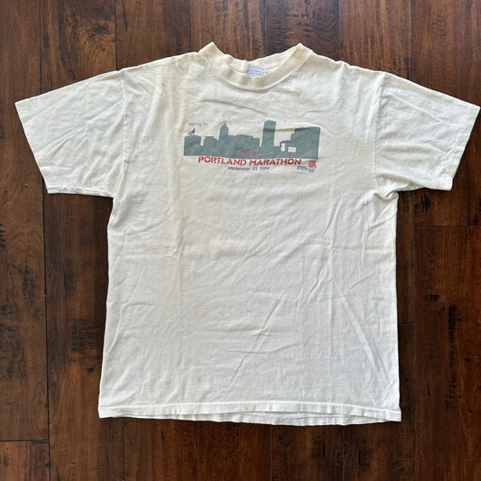 Portland Marathon Vintage T Shirt Used White 80s Running Road Runner 1986 Hanes