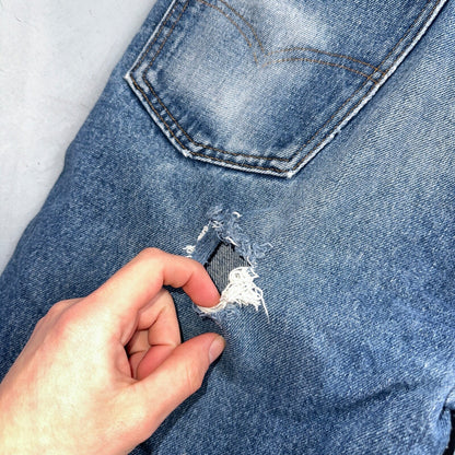 Levis 517 Vintage 80s USA Orange Tab Bootcut Flare Blue Worn Jeans Act 34x29