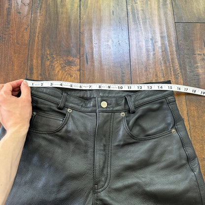 Vintage Wilsons Men's Lined Black Heavy Leather Pants Size 32 Act 30x29 Biker