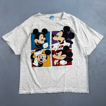 Disney Mickey Mouse VTG T Shirt Colorblock Gray Small Cute Graphic 80s Fun