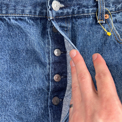 Levis 501 Vintage 90s USA XX Straight Leg Jeans Blue Med Wash 42x32 Act 39x29