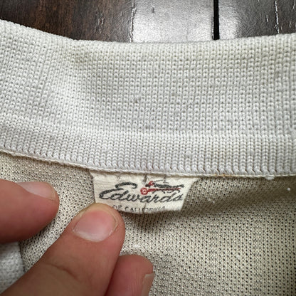 Vintage Edwards California White Polo Shirt Single Stitch 1960s Rockabilly 60s