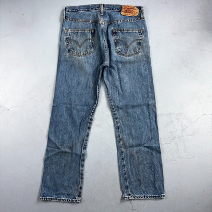 Levis 501 Vintage 90s Y2K Straight Leg Jeans Blue Light Wash 35x32 Act 34x31