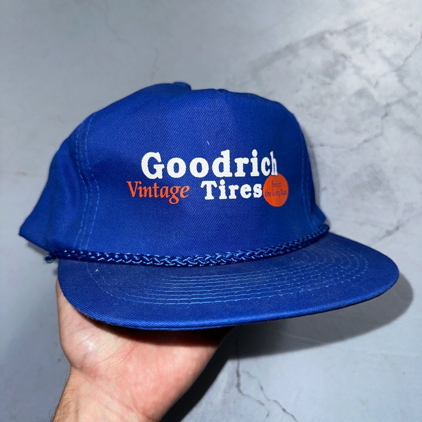Goodrich Vintage Tires VTG Hat Cap Snapback Trucker Goodyear Car Blue Promo