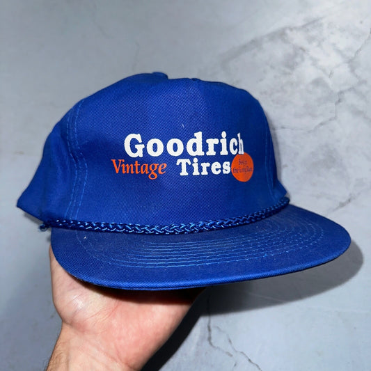 Goodrich Vintage Tires VTG Hat Cap Snapback Trucker Goodyear Car Blue Promo