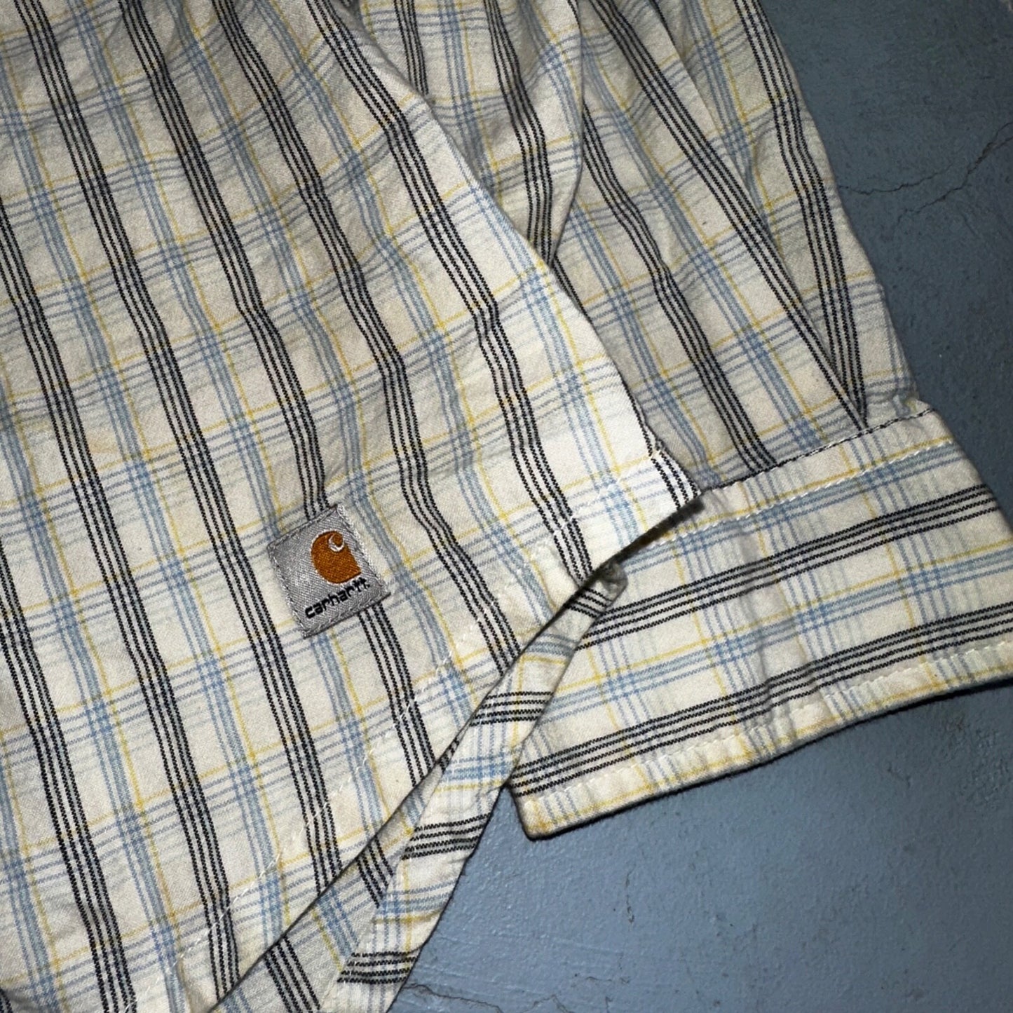 VTG Carhartt for Women Western Pearl Snap Button Up Shirt Size L Plaid Cowgirl