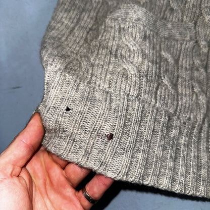 VTG Cranmore 100% Shetland Wool Mens Sweater Vest Size XL Gray Cable Knit Button