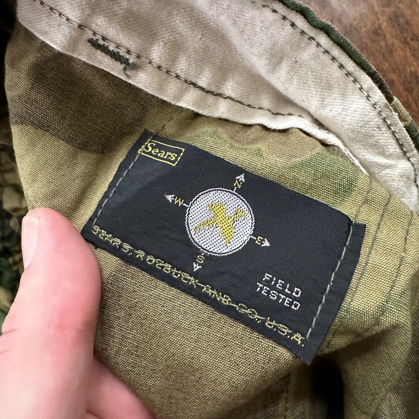 Vintage 60s 70s Sears Frog Skin Camo Pants Talon Zip USMC WWII Military 32x29