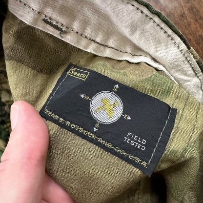 Vintage 60s 70s Sears Frog Skin Camo Pants Talon Zip USMC WWII Military 32x29
