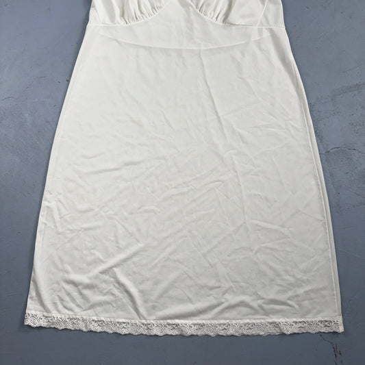 VTG 1970s Shadow Line Lingerie Slip Dress Sleepwear Full Sweep Nightgown Lace