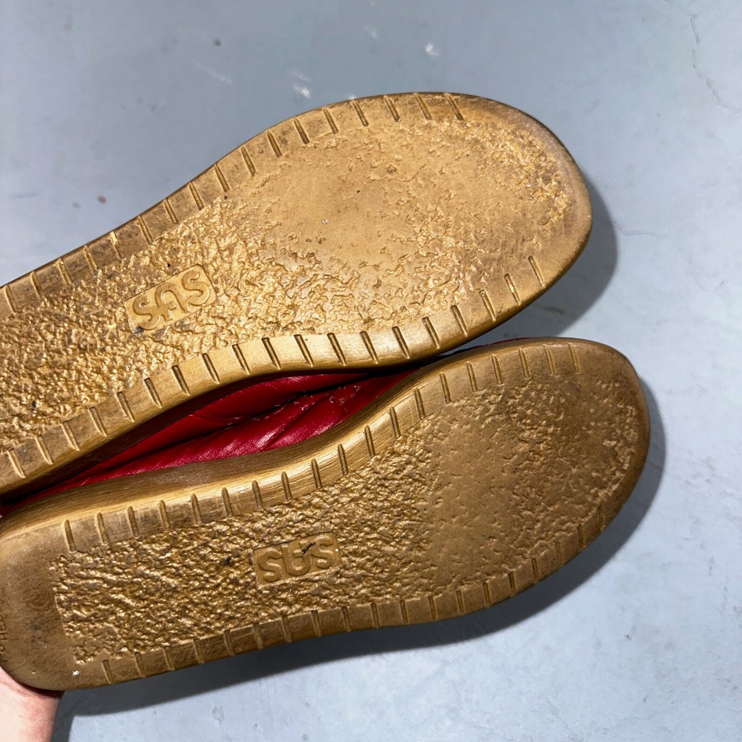 SAS Bounce Red Leather Lace Up Comfort Women's Shoes Sz 8 VTG 80s