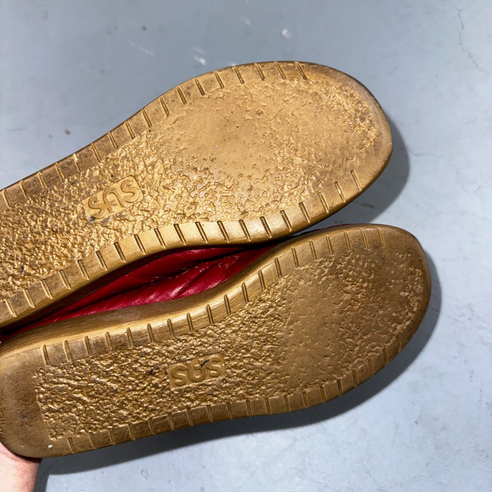 SAS Bounce Red Leather Lace Up Comfort Women's Shoes Sz 8 VTG 80s