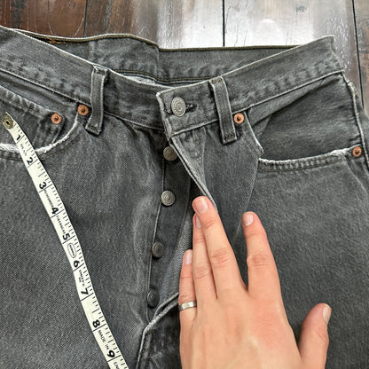 VTG 90s Levis 501 Button Fly 33x34 USA Tag Jeans Straight Wash Grey XX Act 30x32