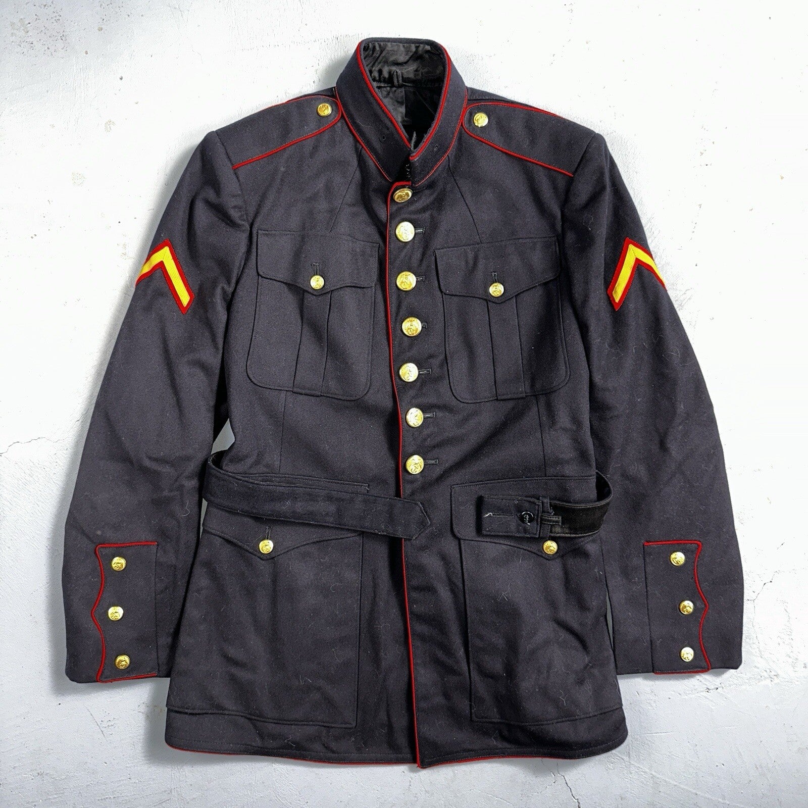 VTG Authentic WWII Paramarine United States Marine Corp Dress Blue Jacket USMC
