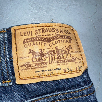 Levis 517 VTG Jeans Mens 34x36 Blue Boot Cut Orange Tab Western USA 80s 33x36