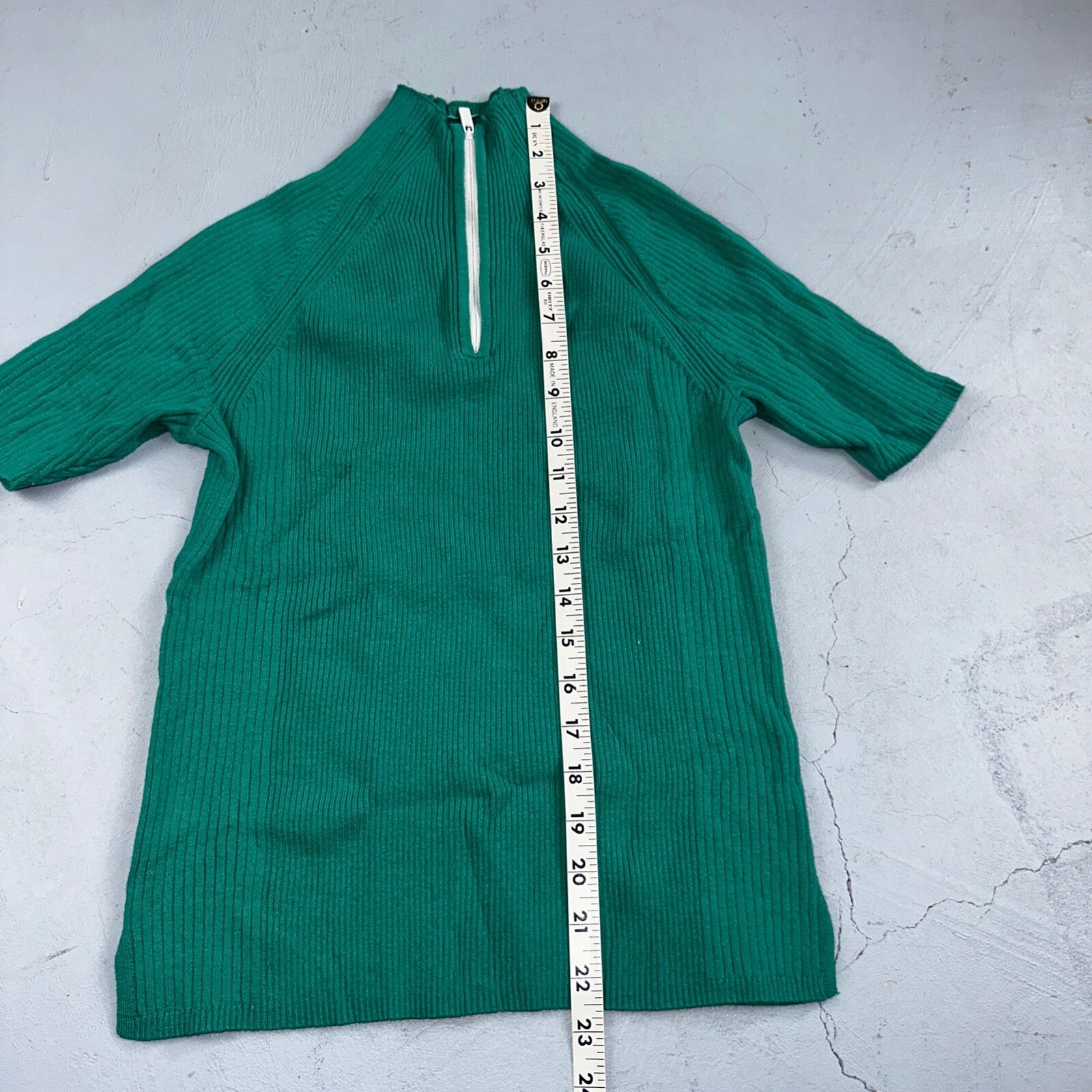 Prologue Womens XS Sweater Green Cozy Knit Pullover Mid Sleeve High Bleach