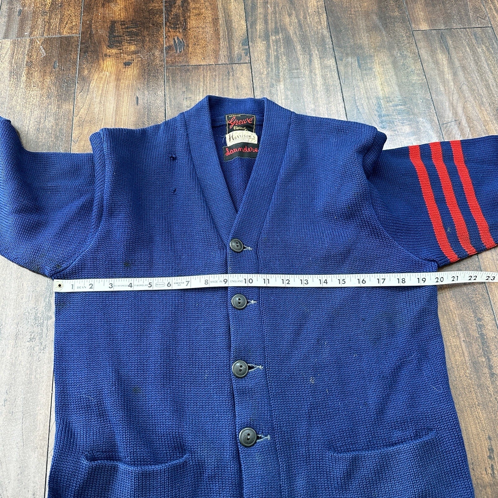 Vintage Men's Varsity Letter Sweater 50s Cardigan Grewe Sz 40 Rockabilly Wool