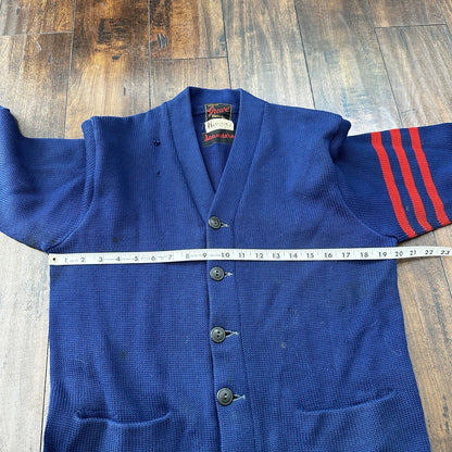Vintage Men's Varsity Letter Sweater 50s Cardigan Grewe Sz 40 Rockabilly Wool