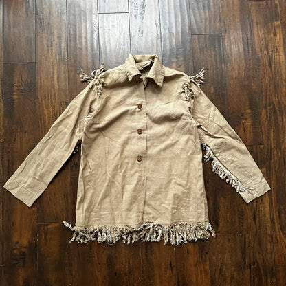 Vintage USA Rockabilly Womens Dress Shirt 60s 70s Top Bottom Brown Button Unique