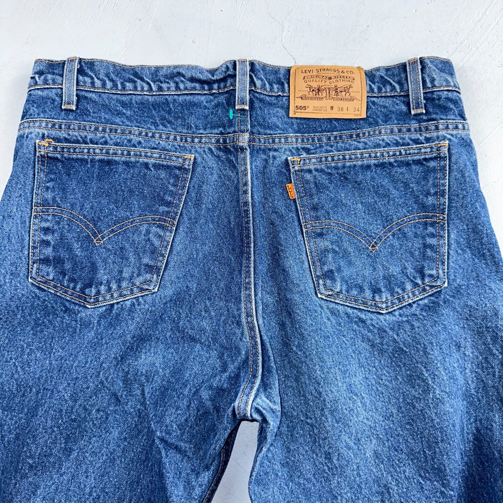 Levis 505 Vintage 90s USA Orange Tab Jeans 38x34 Blue Med Wash 501 Act 36x34