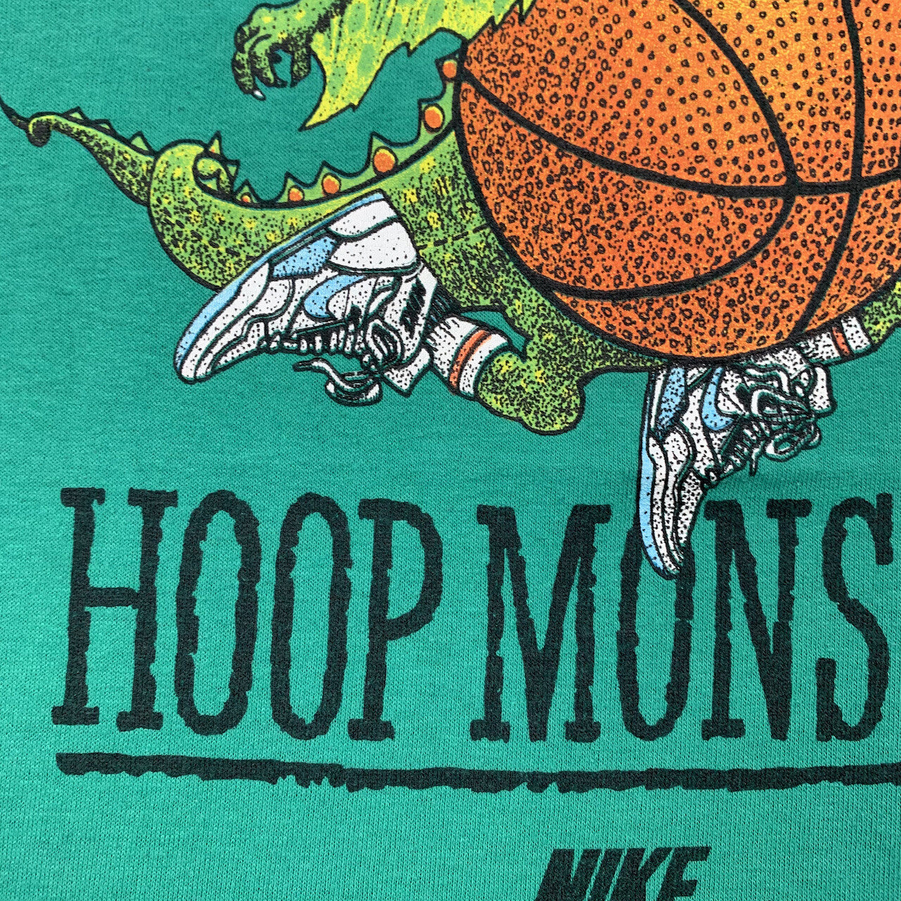Nike Vintage T Shirt Mens Hoop Monster Cartoon Rare 80s Jordan Green Rap Sports