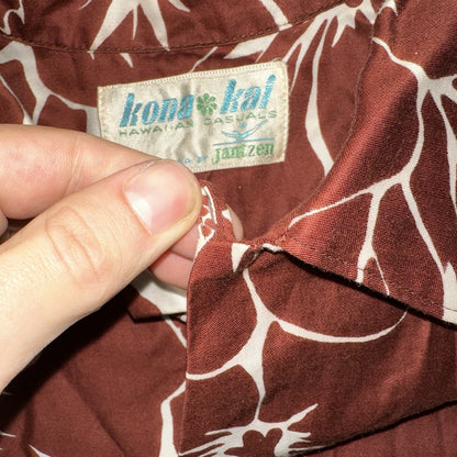 Vintage 50s Hawaiian Aloha Print Shirt Rockabilly Honolulu 60s Button Jantzen